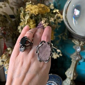 Bloodmilk Rose Quartz Medusa Ring (sz 6.5)